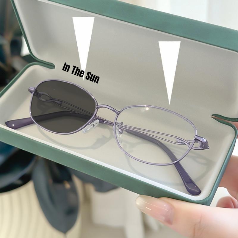 Photochromic Stylish Oval Metal Frame Presbyopia Glasses Anti Blue Light Reading Eyeglasses for Women 1.0 To 4.0 Diopters