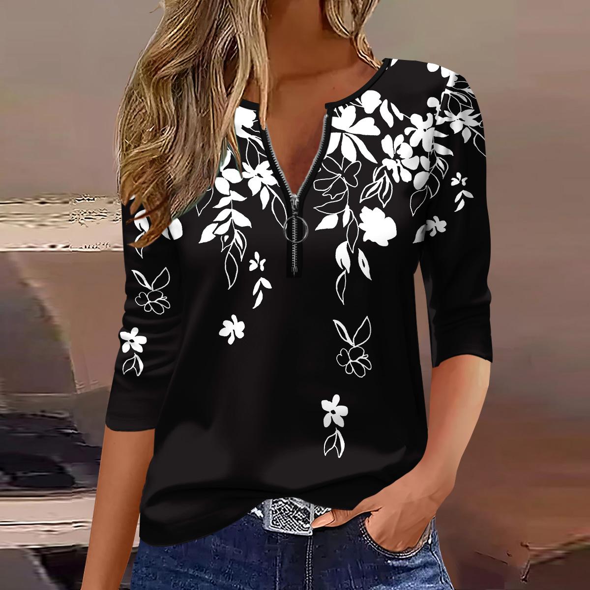 

Летняя Новая Мода 2025 Женская Повседневная Футболка с Длинным Рукавом и Принтом 2XL