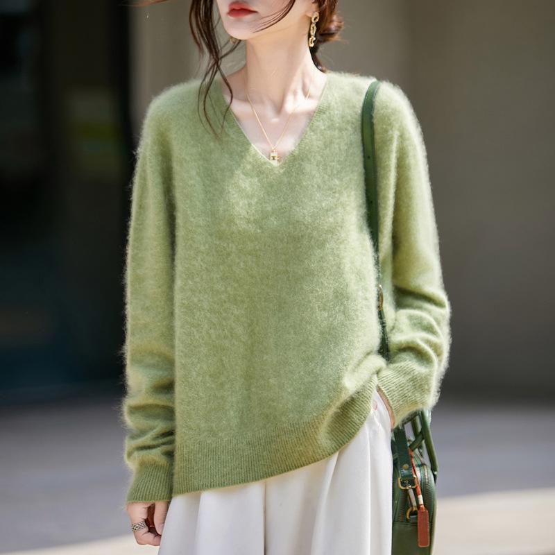Autumn/Winter 2025 Cashmere Wool Knit V-Neck Women's Sweater