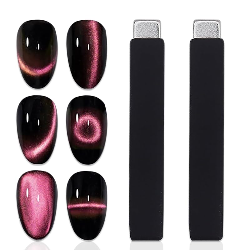 JERCLITY 1 Piece Wooden Handle Cat Eye Magnet for Nails 3 in 1 Cylindrical Nail Art Magnet Powerful Multifunctional Nail Art Magnet for Cat Eye Gel