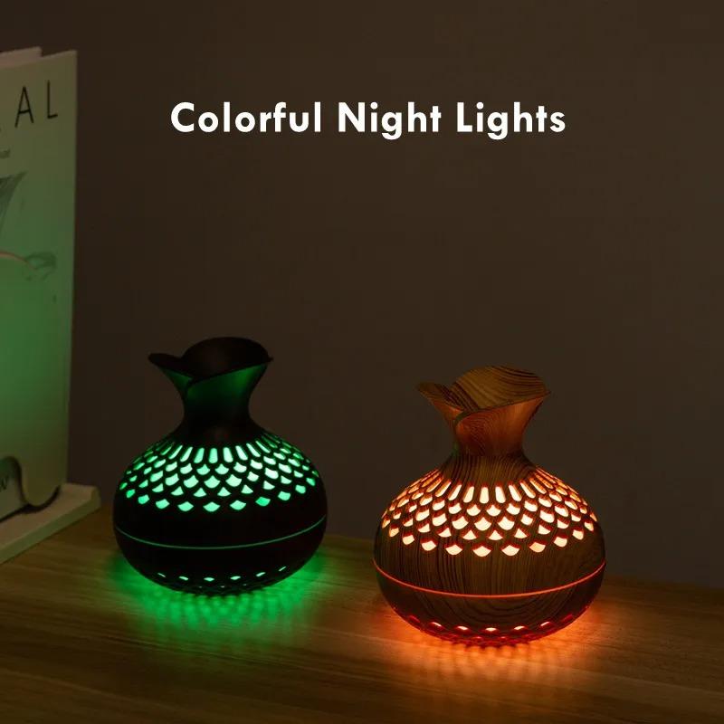 Wood Grain Humidifier 300ml, USB Aroma Diffuser, Atomizer, Household Humidifier, Moisturizing Instrument