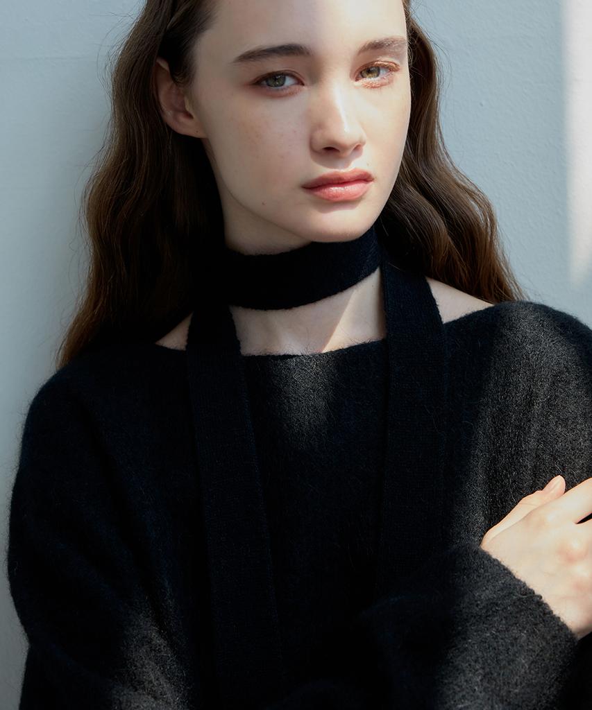 KNOWING Alpaca Muffler Knit (Black)