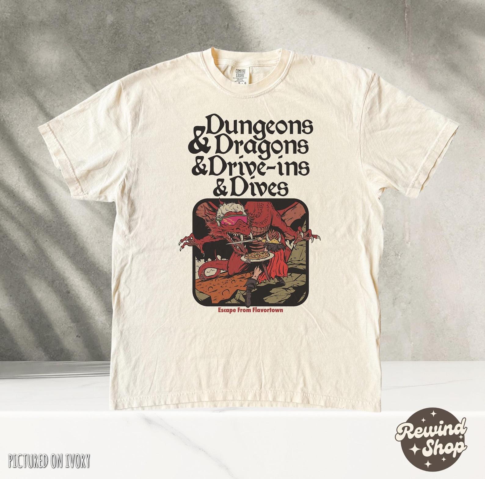 Vintage Dungeon Dragon Dive ins and Dives - Ivory Comfort Colors Graphic TShirt - Triple D Guy fieri Tshirt S
