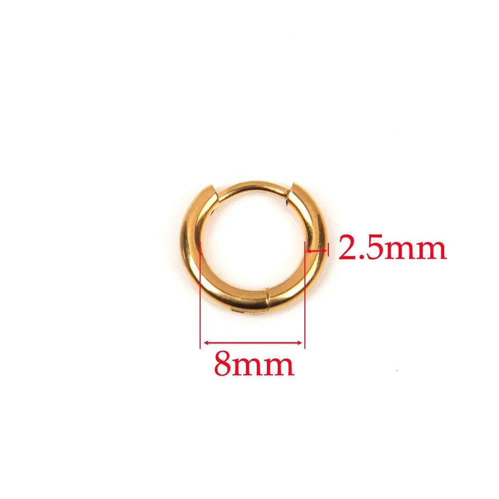 10 Stück 316L Edelstahl Creolen Ohrringe Damen Herren Punk Hiphop Kreisförmige Ohrstecker Ring Schmuck Goldfarbe Zubehör Großhandel