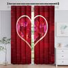 2pcs Love Heart Flower Happy Valentine's Day Window CurtainS for Bedroom Kitchen Living Room Study Window Treatment Home Decor