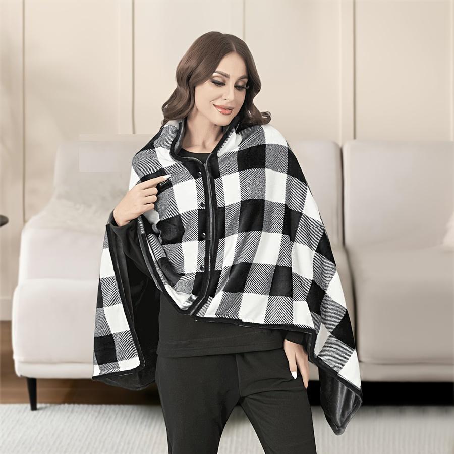 Cozy Flannel Wearable Blanket Shawl - Perfect for Winter, Office & Outdoor Leisure