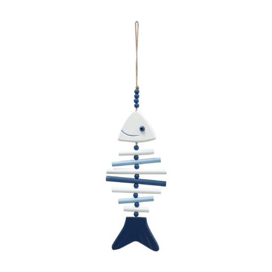 

Деревянное подвесное украшение в виде рыбьей кости Ручная работа Скелет рыбы Настенное искусство с пеньковой веревкой и бусинами для морской пляжной тематики Декор комнаты в домике у озера S