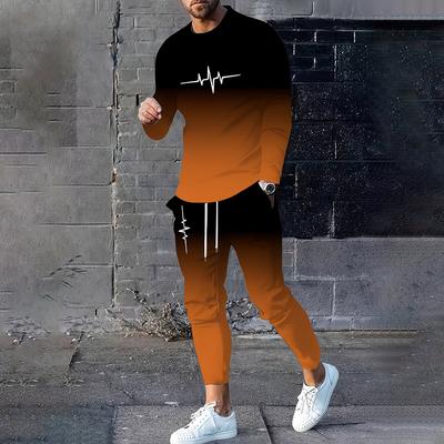 2025 Lässiger, bequemer, lockerer, zweiteiliger 3D-bedruckter Langarmpullover, Sportbekleidung, Herrenmode, hübscher Anzug