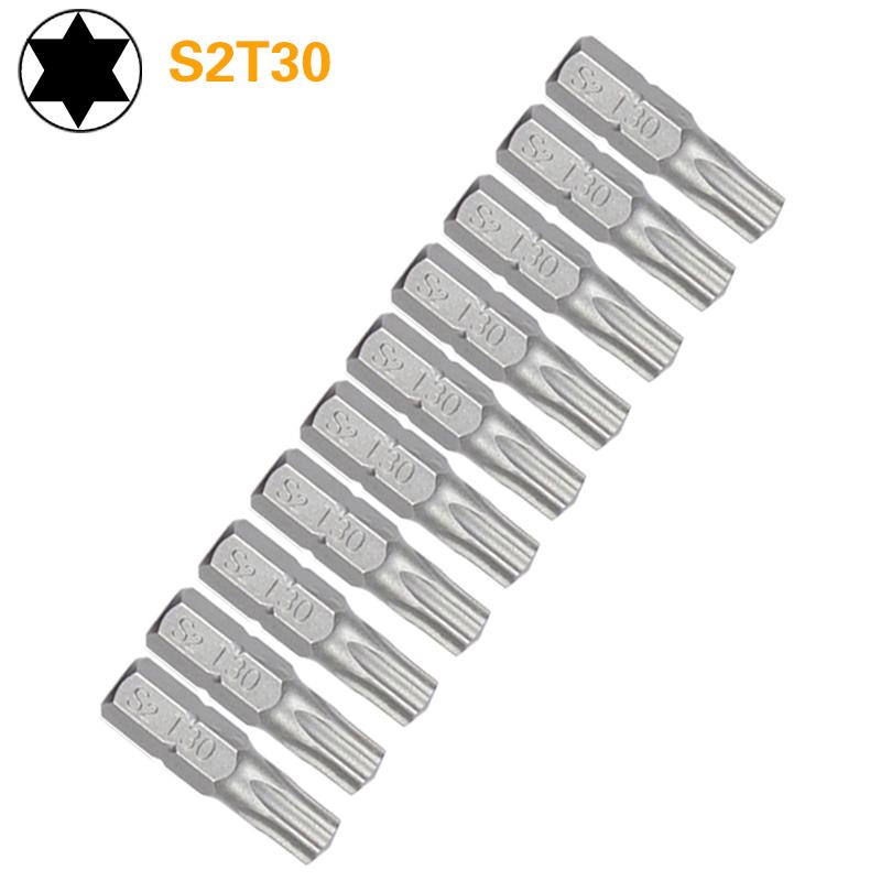 1 zoll T6 T7 T8 T9 T10 T15 Torx-schraubendreher-bit-set S2 Stahl 1/4 Zoll 6,35mm Hex Schaft elektrische Schraubendreher-bits Für Power Tools