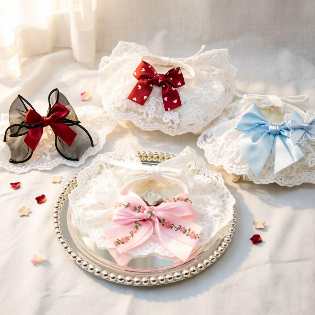 Fairy-Style Pet Bibs: Cute Lace Decorations for Cats, Dogs, and Plush Toys
