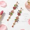 1 Pair Long Flower Drop Earrings Embellished Dangle Earrings  All Seasons Compatible