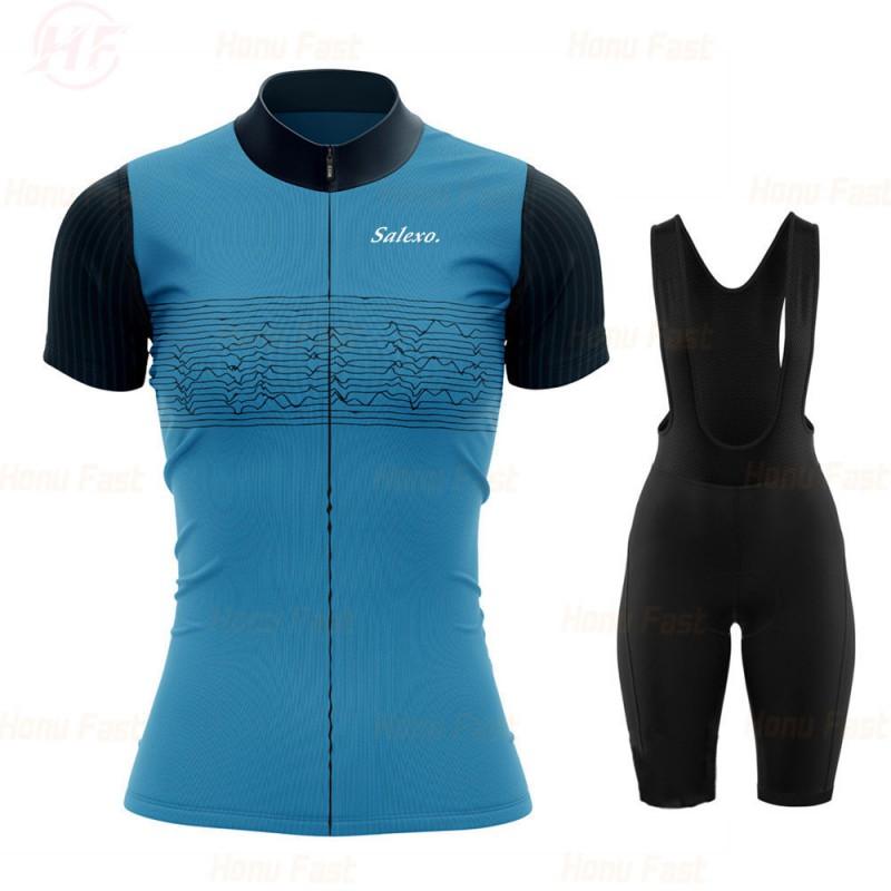 Womens Cycling Jersey Set Breathable Short Sleeve Mountain Bike Outfit Sportswear Road Trail Riding