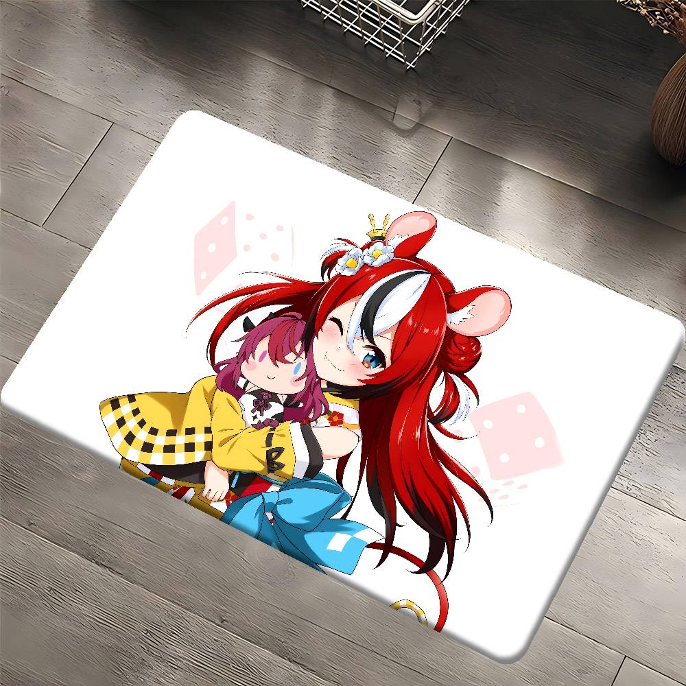 Game H-HololiveS H-Hakos Baelz Anime Hallway Carpet Washable Non-Slip Living Room Sofa Chairs Area Mat Kitchen Doormat Area Rug