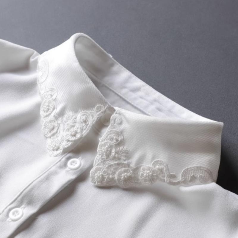 Handmade White Fake Collar for Women Lapel Shirt Detachable Collar Sweater Suits Removable Half Shirt False Collar Neck Ties