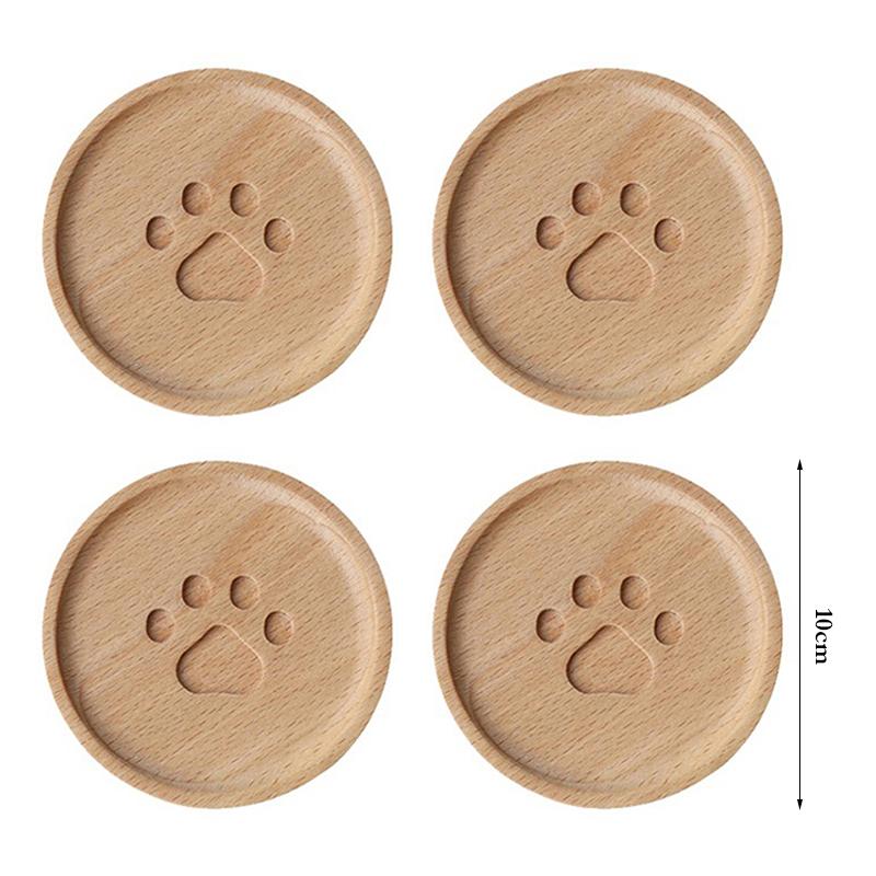4-teiliges Tassenuntersetzer-Set aus Holz, süße runde Tassenmatten, heiße Unterlage für Tee und Kaffeetassen, Tischsets, Küchenzubehör