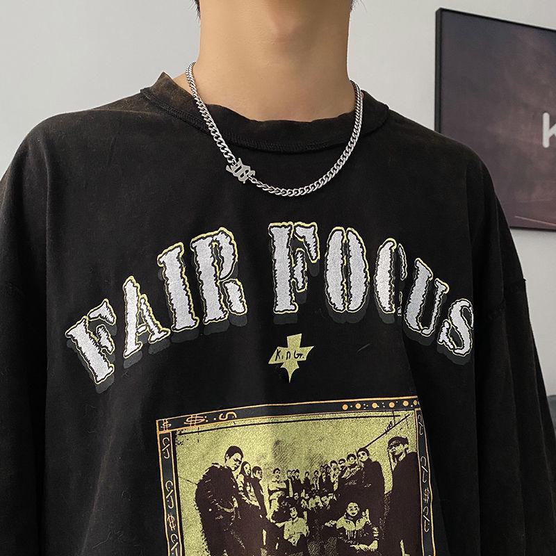 Pánský Hip-Hop M náhrdelník s přívěskem: Trendy kubánský řetěz z titanové oceli, stylový a minimalistický design.