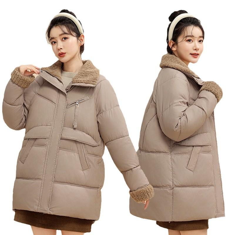 Mid-length Cotton Jacket Women's New Korean Version Loose Lazy Style Padded Jacket Thickened Down Padded Jacket Winter Coat