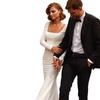 Satin-Langarm-Leichtes Hochzeitskleid 1011 Neues Temperament Einfache Braut Fishtail Weiß Willkommensgarn Reisefotografie Europäisches und Amerikanisches Kleid