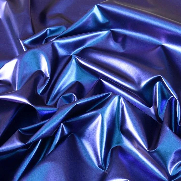 100x150cm Pu Leather Chameleon Waterproof Down Coat Fabric Glossy Symphony Gradient for Leather Jacket Fabric Materials