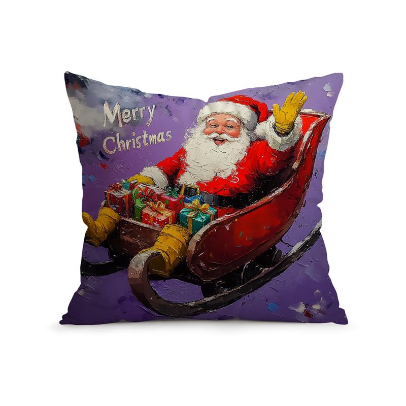 Purple Christmas Decor Cushion Pillowcase Printed Polyester 45x45cm Throw Pillowcover Decorative Sofa Cushion Pillowslip Decor