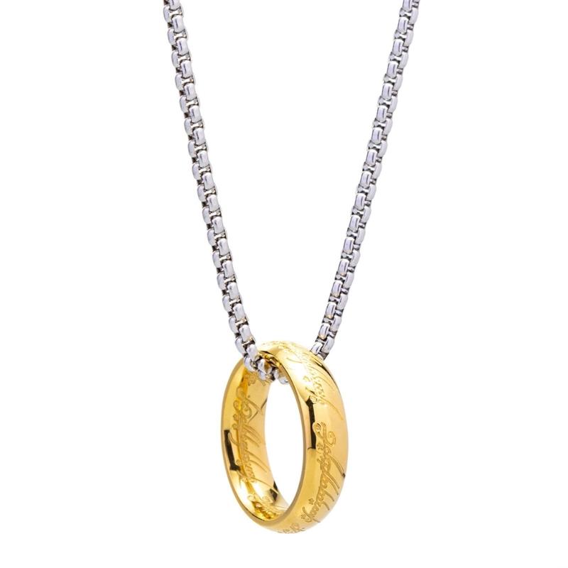 

Титановая сталь Кольцо на палец Подвеска Ожерелье для мужчин Ретро стиль Цепочка на шею Музыкальный фестиваль Цепочка для ключиц Ювелирные изделия золотой