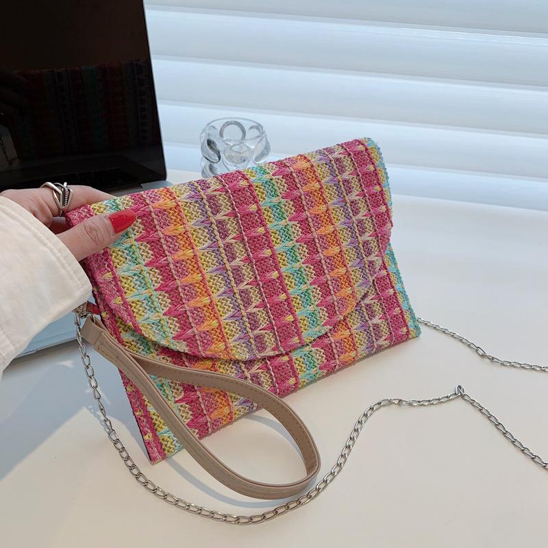 

Bag Women s 2024 Spring/Summer New Simple Foreign Style Chain One Shoulder Crossbody Bag Korean Version Trendy Fashion Pop Envelope Bag рожевий