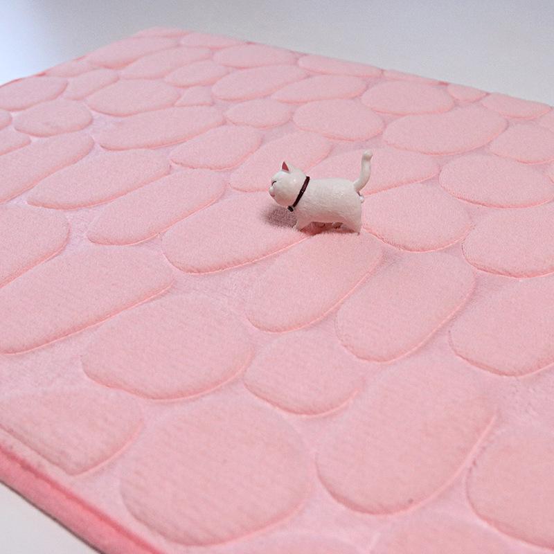 Coral Fleece Cobblestone Embossed Bath Mats - Absorbent, Simple Solid Color Door Mats