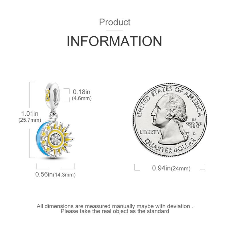 Copper Luminous Star Moon Pendant Fit Pandach Original Diy Bracelets Charm Beads Anniversary Birthday Gifts Luxury Jewelry