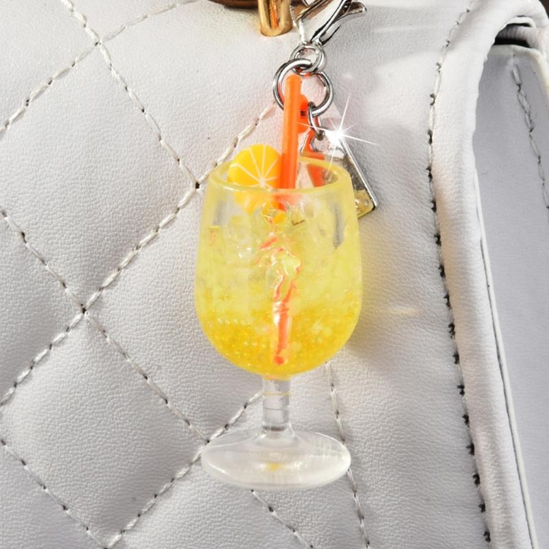 Multifunctional Small Tumbler Keychain with Fruit Charm Pendant Fashion Accessory for Bags and Keys Decoration