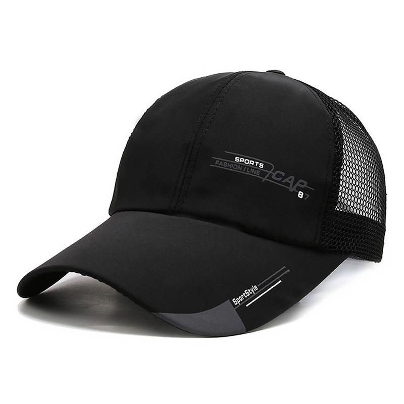Einfache Trucker-Kappe Einfarbige Baseballkappe Herren Mesh Atmungsaktiv Sonnenschutz Kappen Label Stick Snapback Sonnenhut Sommer Golf Baseballkappe
