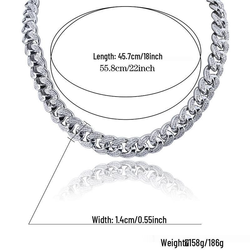 14mm 3D Zircon Hip-Hop Cuban Chain & Water Wave Bracelet for Men