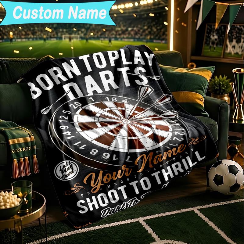 1PC Custom Name Blanket Throw darts Printed Flannel blankets Patterns Throw Blanket All-Season Soft Gift for Couch, Bed, Camping, Birthday gifts