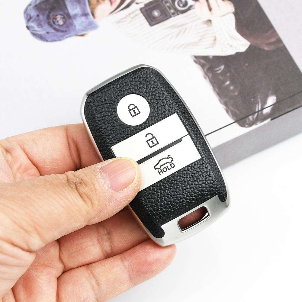 

Leather TPU Car Key Bag Case Keyless Shell Protector for Kia K3 KX3 K4 K5 Ceed Sorento Ceed Rio Rio5 Sportage R Cerato Optima серебряный