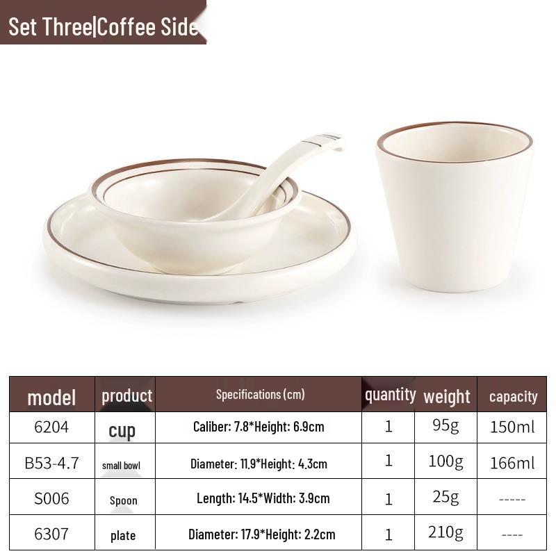 Melamine Four-Piece Table Set: Imitation Porcelain Plastic Bowls & Plates for Restaurants and Hotels