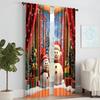 2Pcs Christmas Window Curtain Snowman Xmas Tree Designs With Snowflakes Rod Pocket Polyester Material For Living Room Kitchen
