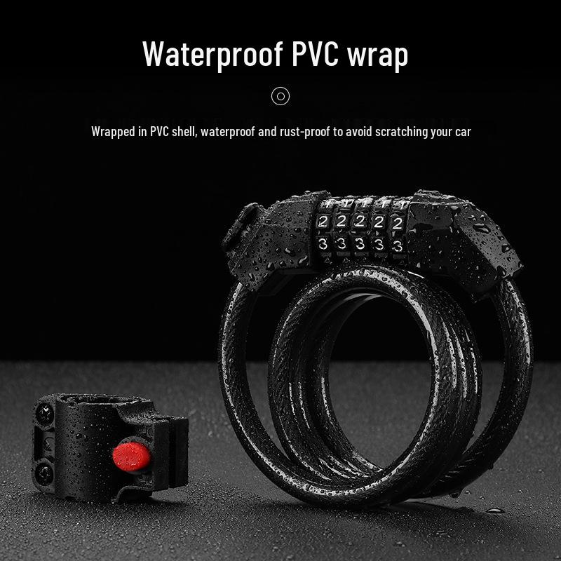 Five-Digit Cross-Border Anti-Theft Bicycle Lock with Thickened Steel Cable and Bracket