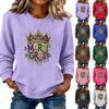 Women's Fashion  Printed Long Sleeve Loose Round Neck Sweatshirt Top