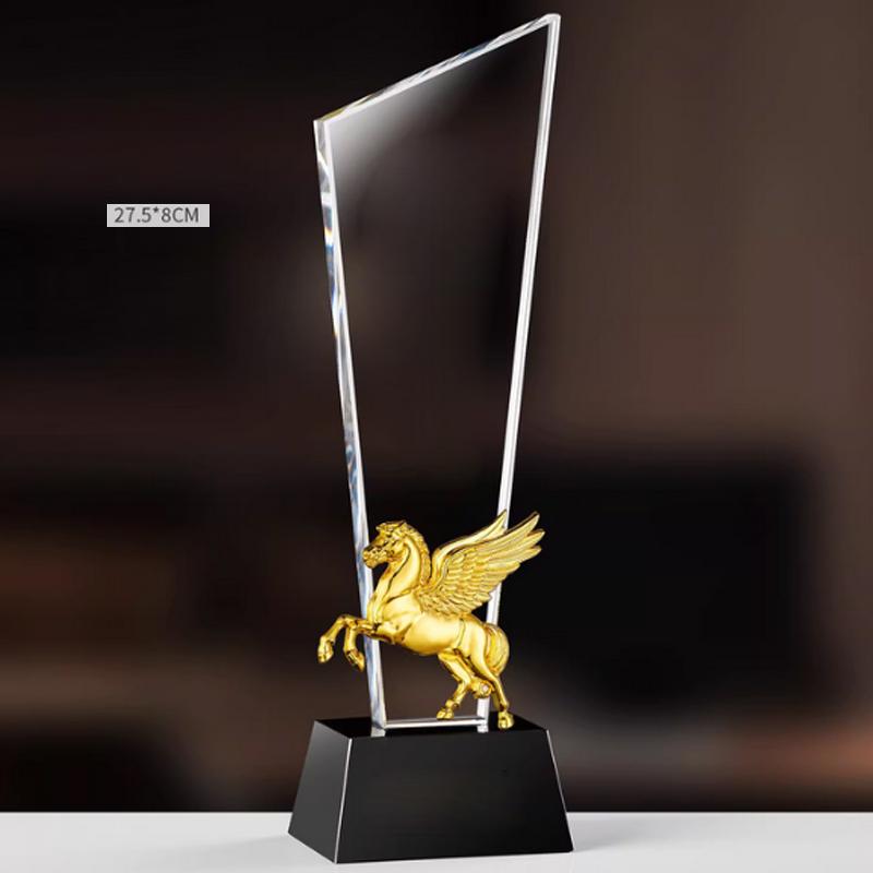 Spersonalizowany Kryształowy Trofeum Żywiczne w Kształcie Konia Kolorowy Druk Nagroda Sportowa Pamiątka dla Wybitnego Pracownika Dekoracja Domu 1 szt.