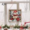 Winter Home Ornaments Christmas Wooden Hanging Sign, Gnome Snowman Angel Candle 2D Wood Plaque, Festive Theme Wall Decoration Vintage Xmas Door Hanger