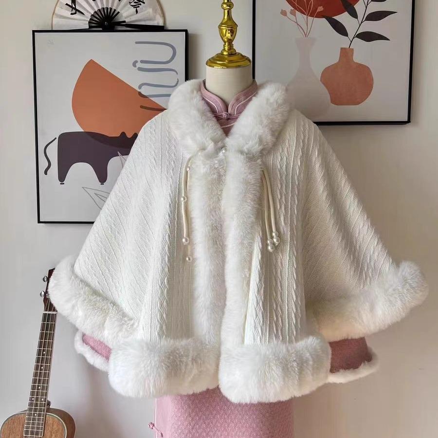 

Autumn/Winter Qipao Hanfu Jacket with Velvet Fur Collar Shawl 120*60 cm