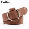 Ladies Fashion Needle-free Metal Round Buckle Belt Casual Wide Belt