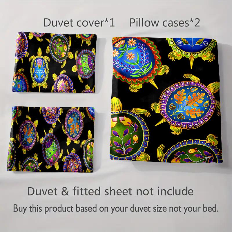 Bright Turtle Motifs. Bedding Duvet Cover Sets Duvet Covers Pillowcases Gifts (1 * Duvet Cover 2 * Pillowcases, Without Duvet Insert)
