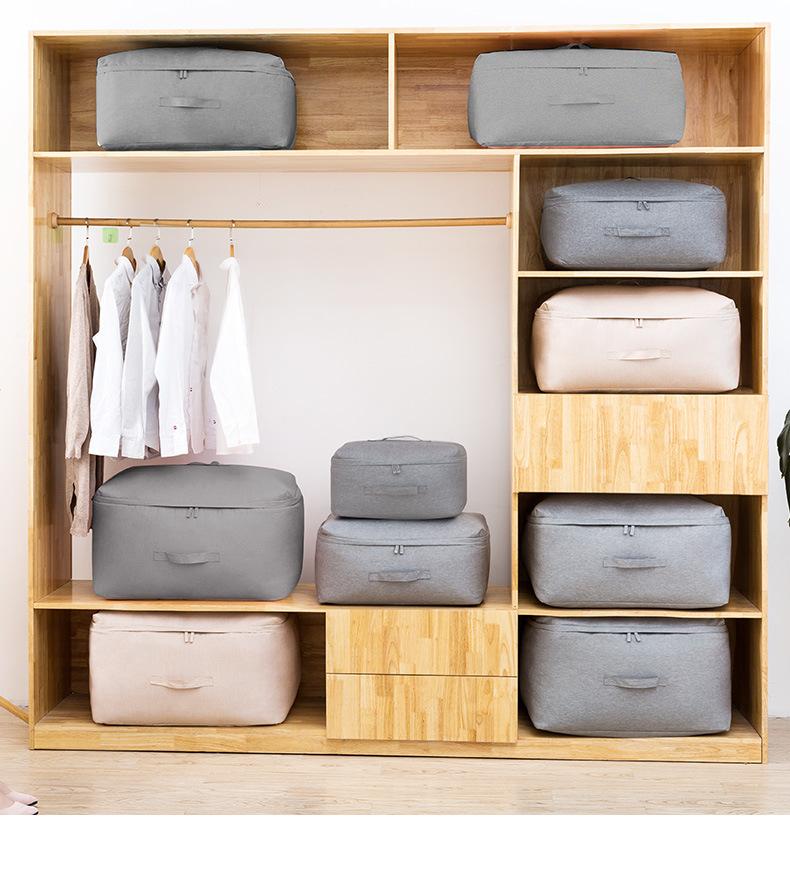 Grey Thickened Large Capacity Clothes Storage Bag Home Wardrobe Moisture-proof Organizer Portable Moving Luggage Packing Bag