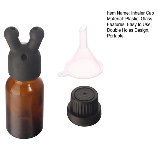 Yousheng 1 Set Essential Oil Inhaler Cap Leak-Proof Empty Essential Oil Perfume Dispenser Bottle Container Double Hole Sniffing Bottle Cap Funnel
