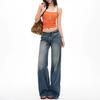 Design sense low waist retro wide leg jeans women's autumn new loose and thin casual versatile straight pants