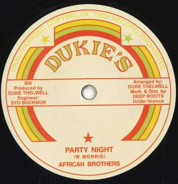 

7inch Record AFRICAN BROTHERS / SOUL SYNDICATE B - Party Night / Delamere Ave. Rock ID8 Dukie s EU 2025 France Reggae, Ska & Dub