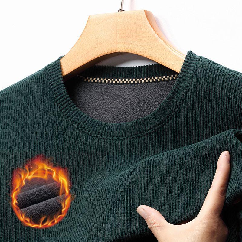 Men's Top Winter Warm Knit Sweater Pullover Round Neck Top Plus Size Long Sleeve