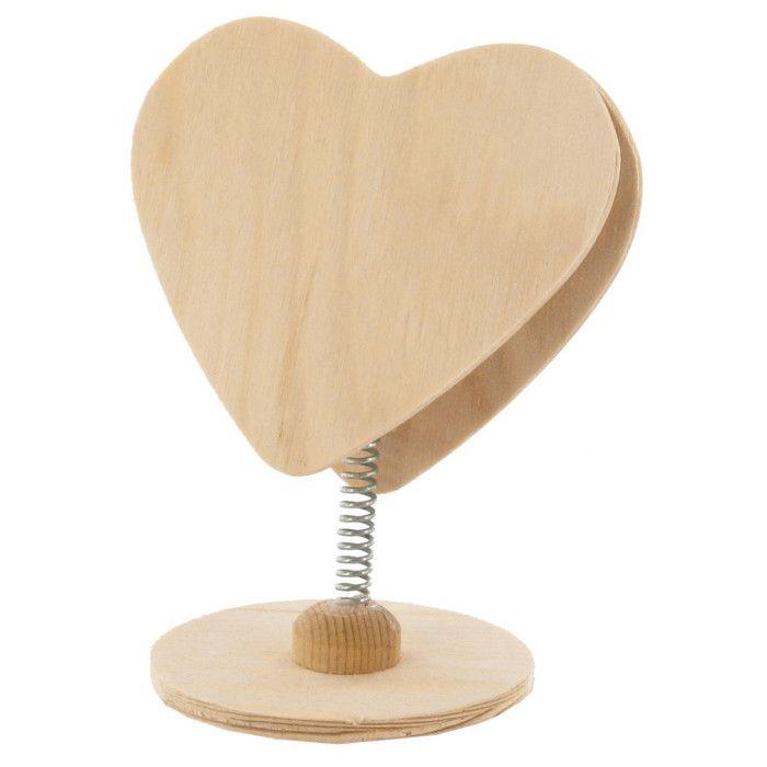 Marque-place - CTOP - Coeur à ressort - Beige - Bois massif - 12,5 cm