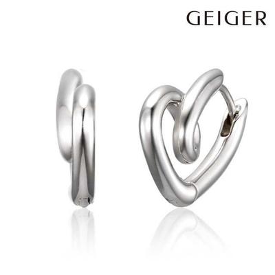 Silver Side Heart Two-Line Earrings GISVEE148