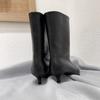 Dámské módní špičaté kotníkové boty na kočičím podpatku Podzimní nové Nízký podpatek Štíhlý podpatek Retro Široký horní okraj Nasazovací Středně vysoké boty